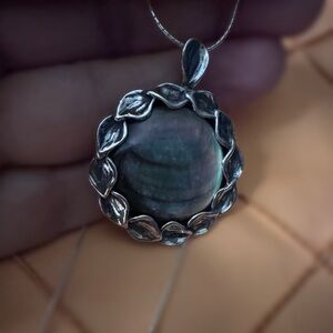 Black Abalone Pendant Necklace.